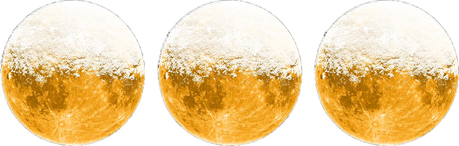 Kolm kuu moodi ringi, mille ülaosa on valge ja alaosa kuldkollane