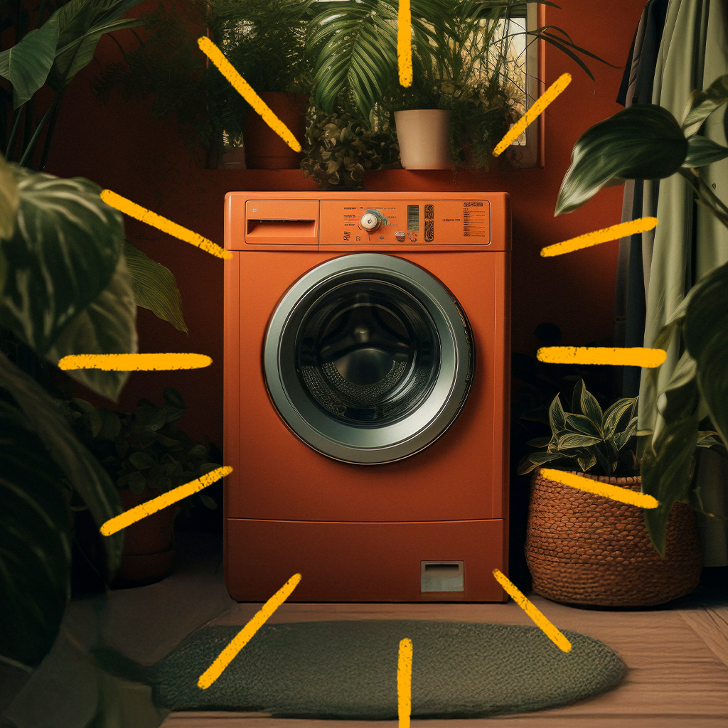 Hägune ruumitaust, kus paistavad taimed ja võimalikud mööbliesemed